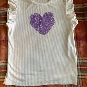 Kids White Shirt with Purple Heart Design